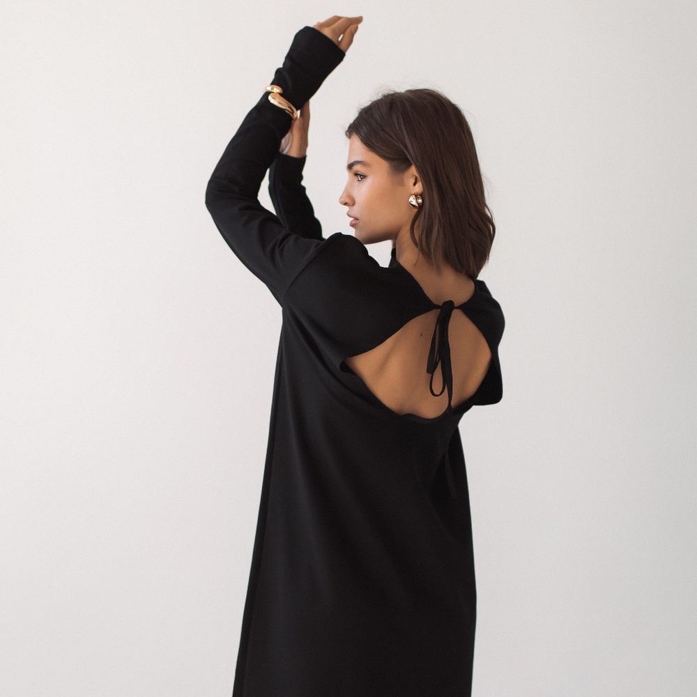 🖤 Handmade Black Open-Back Dress – LAST ONE AVAILABLE 🔥